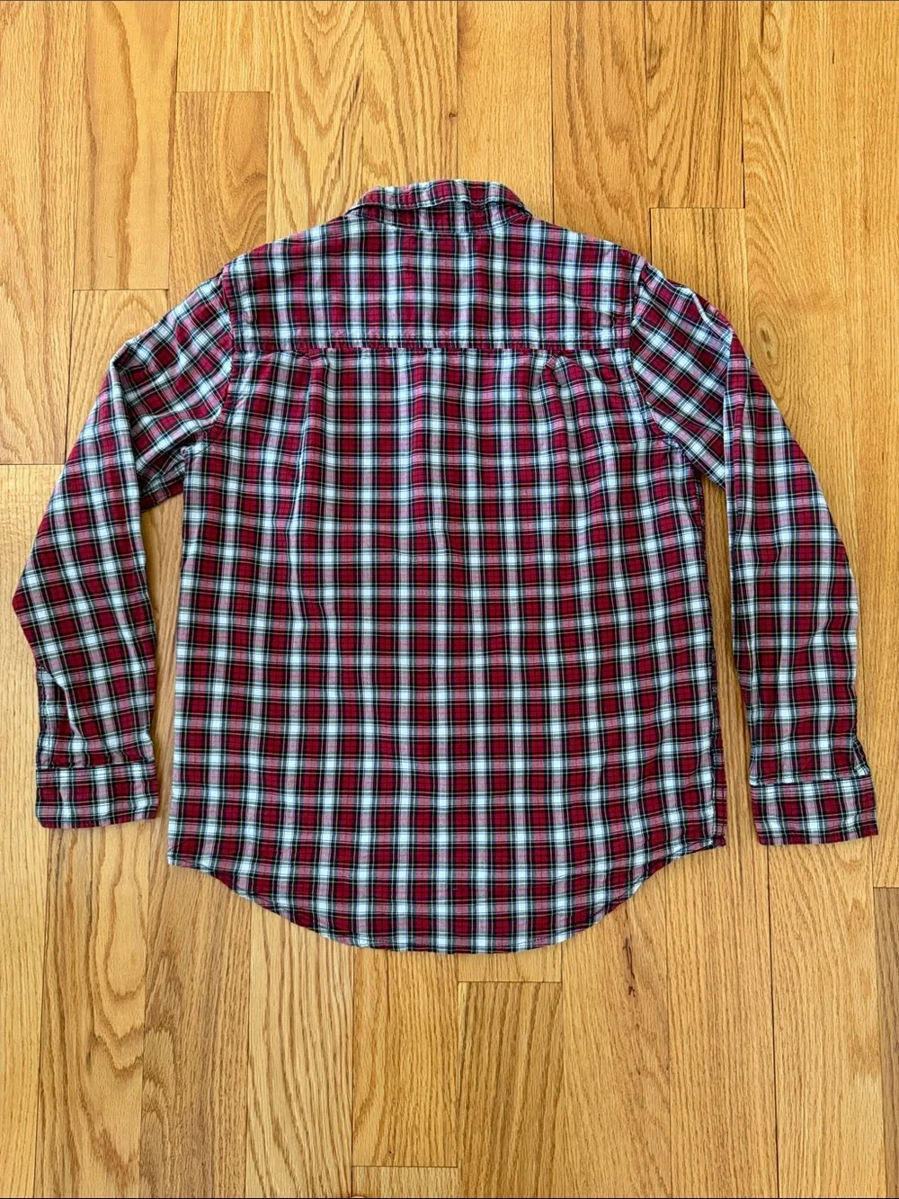 The Children's Place Boys Red and White Plaid Button-Down Shirt Size L (10/12)